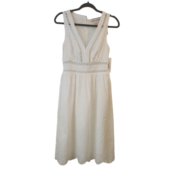 NWT Flying Tomatoe White Sleeveless Eyelet Midi Length Dress Size S - Picture 1 of 12